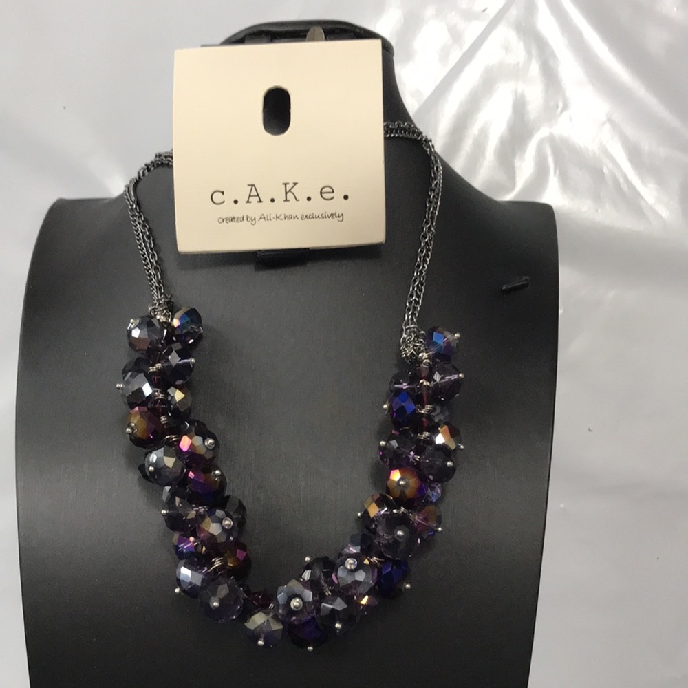 c.A.K.e. Aurora Beading Gunmetal Necklace 18” - Picture 2 of 2
